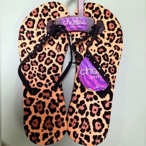 Chatties Animal Print Sandals with Black Straps